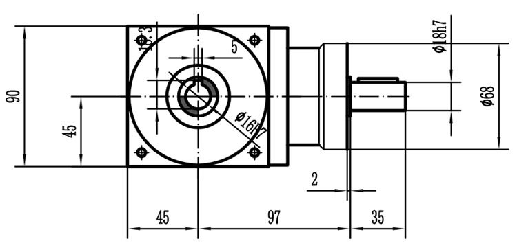 HDA09系列換向器：HDA09-2：1-E外形安裝尺寸圖2